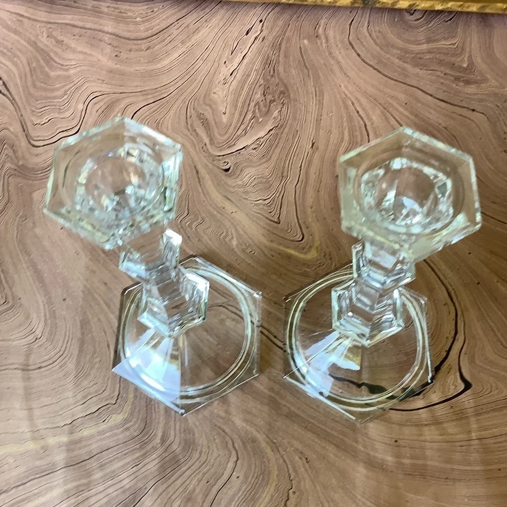 Vintage Set Crystal Candlesticks Candle Holders